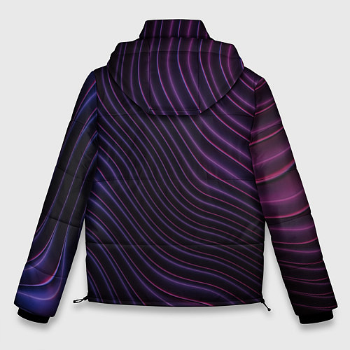 Мужская зимняя куртка Фиолетово-синяя волнообразная абстракция / 3D-Светло-серый – фото 2