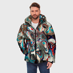 Куртка зимняя мужская Волны - краски, цвет: 3D-черный — фото 2