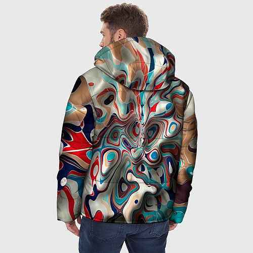 Мужская зимняя куртка Волны - краски / 3D-Красный – фото 4