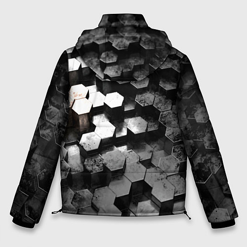Мужская зимняя куртка Карбоновые соты абстрация / 3D-Светло-серый – фото 2