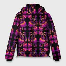 Куртка зимняя мужская Инопланетные цветы, цвет: 3D-черный
