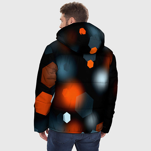 Мужская зимняя куртка Блики света абстракция / 3D-Красный – фото 4