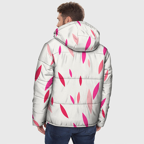 Мужская зимняя куртка Нежный светлый фон и листья в оттенках розового / 3D-Красный – фото 4