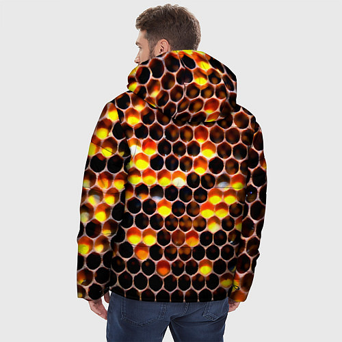 Мужская зимняя куртка Медовые пчелиные соты / 3D-Красный – фото 4