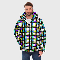 Куртка зимняя мужская Геометрический узор в клетку разноцветный, цвет: 3D-красный — фото 2