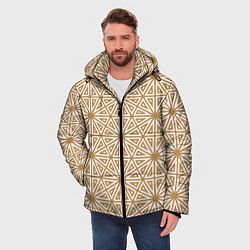Куртка зимняя мужская Абстрактный лучевой золотистый паттерн, цвет: 3D-черный — фото 2