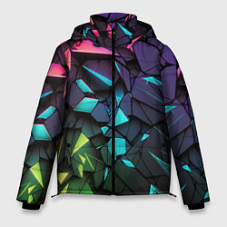 Куртка зимняя мужская Неоновые абстрактные каменные плиты, цвет: 3D-светло-серый