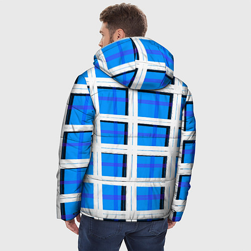 Мужская зимняя куртка Синяя клетка / 3D-Красный – фото 4