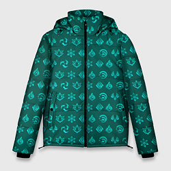Куртка зимняя мужская Паттерн элементали под анемо, цвет: 3D-черный