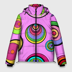 Куртка зимняя мужская Разноцветные круги, цвет: 3D-светло-серый
