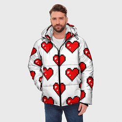 Куртка зимняя мужская Сердца в стиле пиксель-арт, цвет: 3D-черный — фото 2