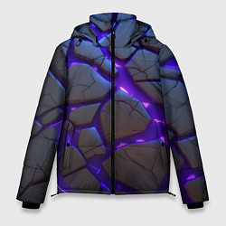 Куртка зимняя мужская Неоновые трещины - яркая лава, цвет: 3D-черный