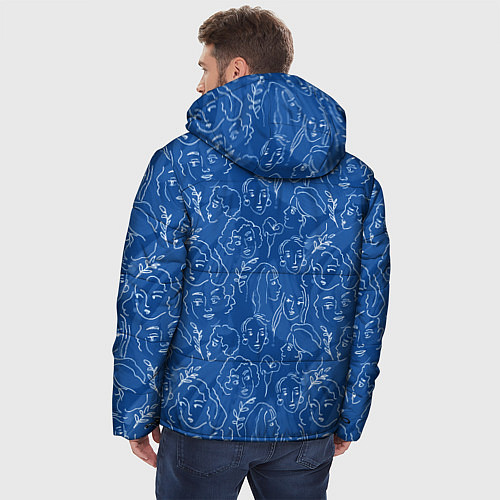 Мужская зимняя куртка Женские лица на джинсовом синем / 3D-Светло-серый – фото 4