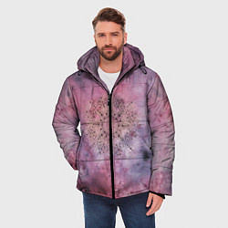 Куртка зимняя мужская Мандала гармонии, фиолетовая, космос, цвет: 3D-черный — фото 2