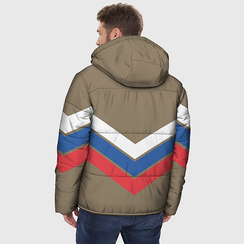 Мужская зимняя куртка Триколор - три полосы на песочном / 3D-Светло-серый – фото 4