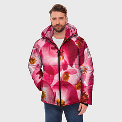 Куртка зимняя мужская Цветы бегония текстура, цвет: 3D-черный — фото 2