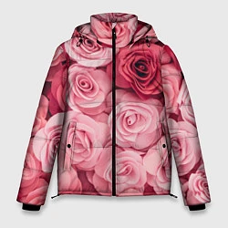 Куртка зимняя мужская Чайная пыльная роза - нежно розовый цветок, цвет: 3D-черный