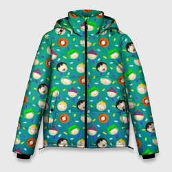 Куртка зимняя мужская Южный Парк - паттерн персонажи, цвет: 3D-черный