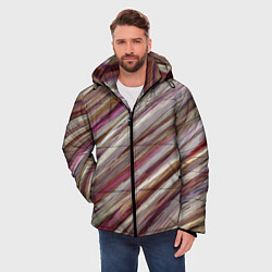 Куртка зимняя мужская Полосы цвета с текстурой планеты, цвет: 3D-черный — фото 2