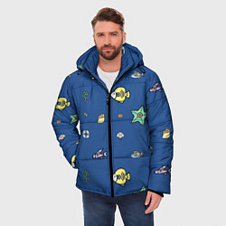 Куртка зимняя мужская Паттерн - морской мир, цвет: 3D-черный — фото 2