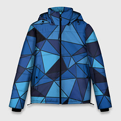 Куртка зимняя мужская Синие треугольники, абстракт, цвет: 3D-черный