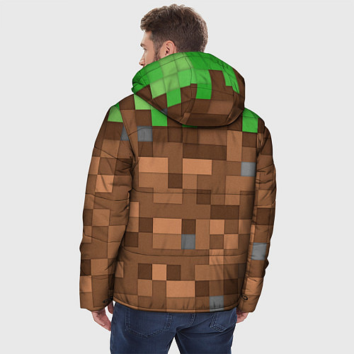 Мужская зимняя куртка Блоки майнкрафта / 3D-Красный – фото 4