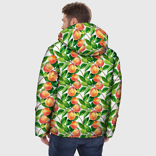 Мужская зимняя куртка Персики акварельный паттерн / 3D-Красный – фото 4