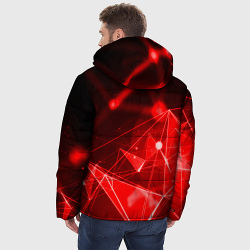Мужская зимняя куртка Абстрактные красные лучи / 3D-Красный – фото 4