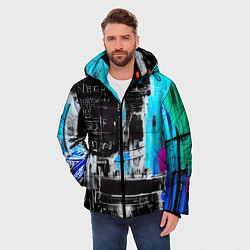 Куртка зимняя мужская Абстракция, черно-синие цвета, от нейросети, цвет: 3D-светло-серый — фото 2