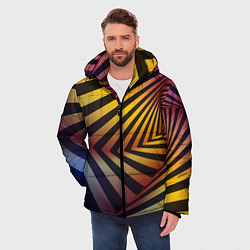 Куртка зимняя мужская Красочная объёмная спираль - авангард, цвет: 3D-черный — фото 2