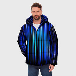 Куртка зимняя мужская Neon line stripes, цвет: 3D-черный — фото 2