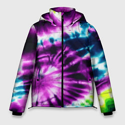 Куртка зимняя мужская Тай дай фиолетовый узор, цвет: 3D-светло-серый