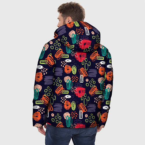 Мужская зимняя куртка Разноцветные завитки / 3D-Светло-серый – фото 4