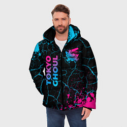 Куртка зимняя мужская Tokyo Ghoul - neon gradient: надпись, символ, цвет: 3D-черный — фото 2