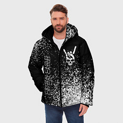 Куртка зимняя мужская Crystal Castles и рок символ на темном фоне, цвет: 3D-черный — фото 2