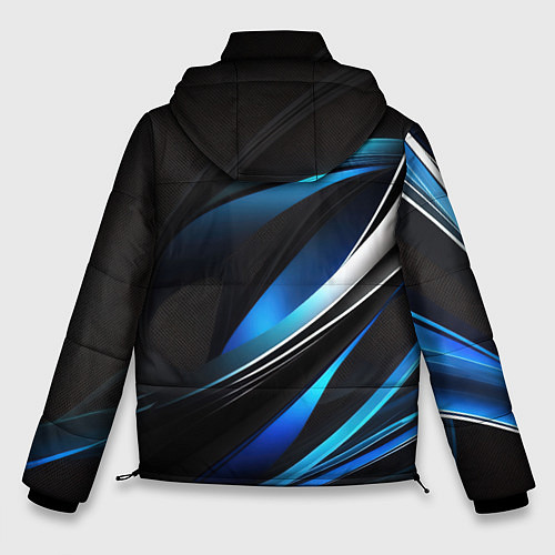 Мужская зимняя куртка Абстрактные синие и белые линии на черном фоне / 3D-Светло-серый – фото 2