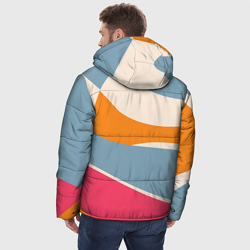 Мужская зимняя куртка Разноцветная абстракция в стиле модерн / 3D-Светло-серый – фото 4