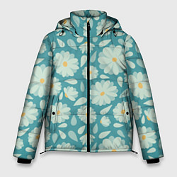 Куртка зимняя мужская Ромашки - паттерн, цвет: 3D-светло-серый