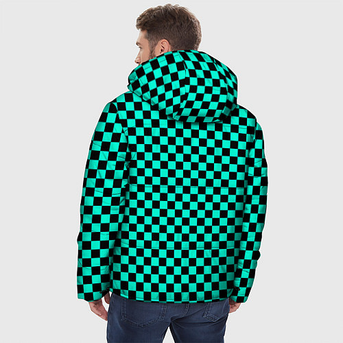 Мужская зимняя куртка Принт квадраты / 3D-Красный – фото 4