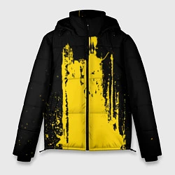 Куртка зимняя мужская Фонтан бурлящей желтой краски, цвет: 3D-черный