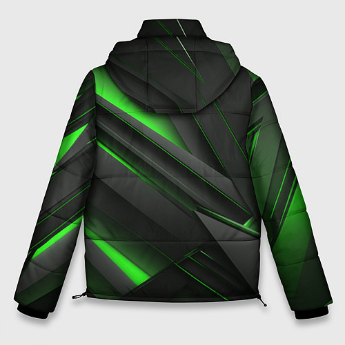 Мужская зимняя куртка Черно-зеленые объемные полосы / 3D-Светло-серый – фото 2