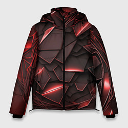 Куртка зимняя мужская Красные элементы с неоновым свечением, цвет: 3D-светло-серый