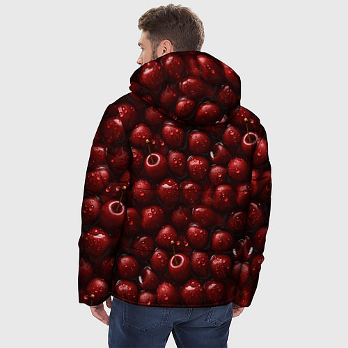 Мужская зимняя куртка Сочная текстура из вишни / 3D-Красный – фото 4
