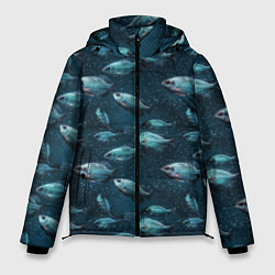 Куртка зимняя мужская Текстура из рыбок, цвет: 3D-светло-серый