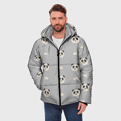 Куртка зимняя мужская Пандочки и облачка - паттерн серый, цвет: 3D-светло-серый — фото 2