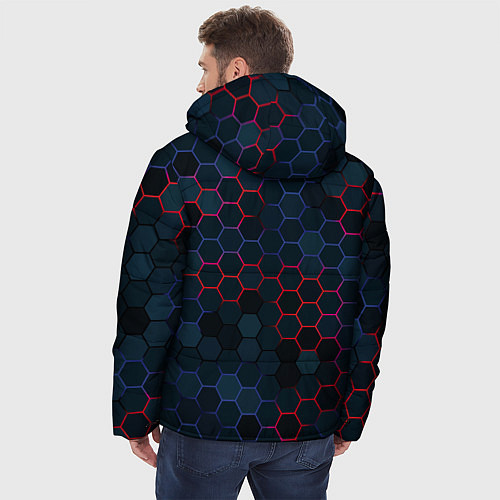Мужская зимняя куртка Соты с красным и синим / 3D-Красный – фото 4