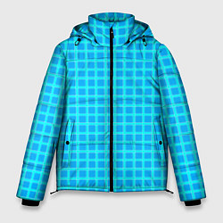 Куртка зимняя мужская Небесно голубой узор в клетку, цвет: 3D-светло-серый