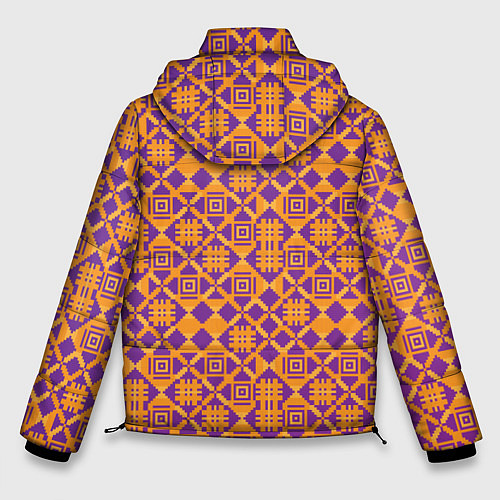 Мужская зимняя куртка Оранжевый векторный узор / 3D-Светло-серый – фото 2
