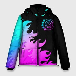 Куртка зимняя мужская Blink 182 неоновый огонь, цвет: 3D-черный