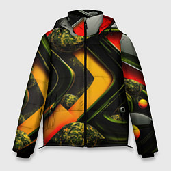 Куртка зимняя мужская Зеленая абстракция, цвет: 3D-черный